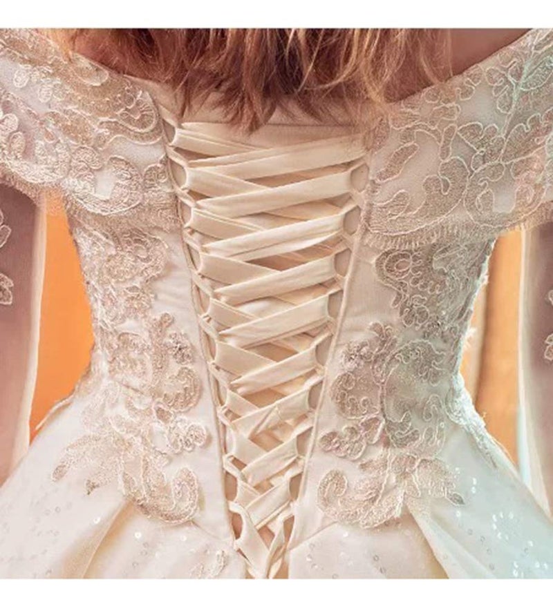 QRBTSCL Women's Wedding Dress Zipper Replacement Adjustable Fit Satin Corset Back Kit Lace up for Prom Dress Ivory 18 Inches - Image 4